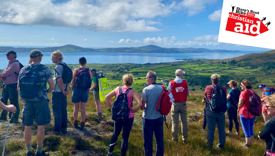 Participants looking out over the views from the Sheep's Head Hike